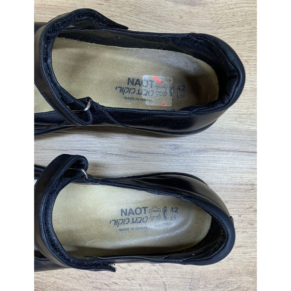 Naot Black Leather Mary Jane Comfort Shoes Womens EU 42 US 11 Hook Loop Israel - Picture 12 of 13